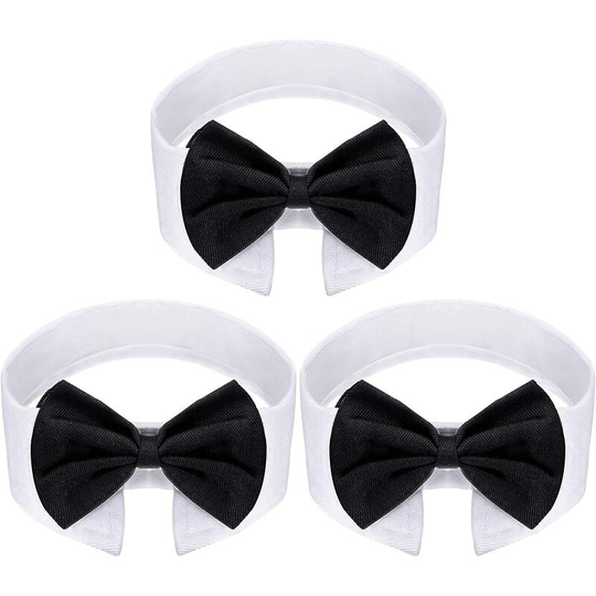 3 Pieces Formal Pet Bowtie Collar Adjustable Dog Cat Bow Tie Pet Formal Tuxedo for Little Puppy, Pet Cats Puppies Necktie Bows for Wedding Birthday