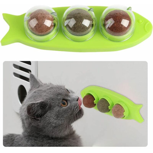 Rotating Catnip Ball Toy Ball Edible Wall Mounted Catnip CandyCatnip Balls 3 in 1 Catnip Ball Improve Packaging to Prevent Mold