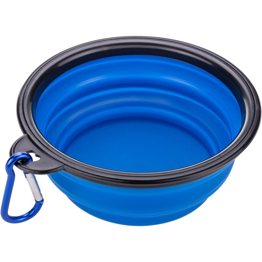 Foldable rubber pet bowl 350 ml blue - Primematik