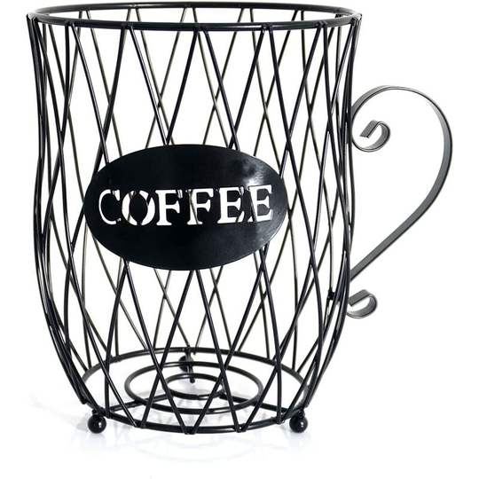 Coffee Pod Holder, k Cup Storage, Large Capacity Coffee Pod Storage and Organizer for Kitchen Counter Cafe Bar Coffee Shop Decor (Black)