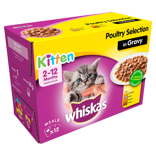 Whiskas Kitten/Junior Pouches - Saver Pack: 48 x 100g Poultry Selection in Gravy