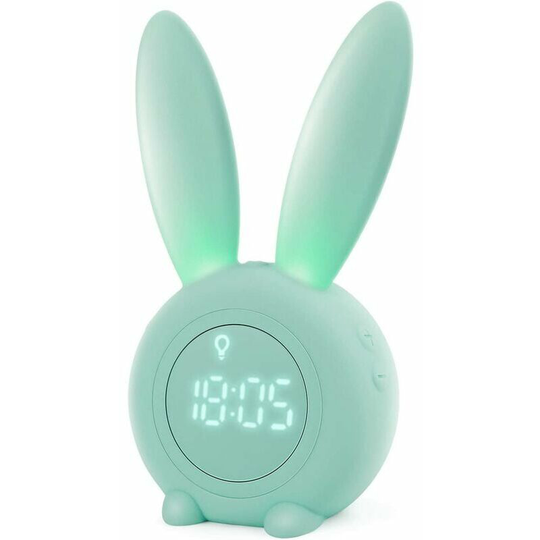 Cute Rabbit Shaped Induction Morning Alarm Clock, Intelligent Automatic Breathing Light Adjustment, Automatic Time/Date/Temperature Display, Open
