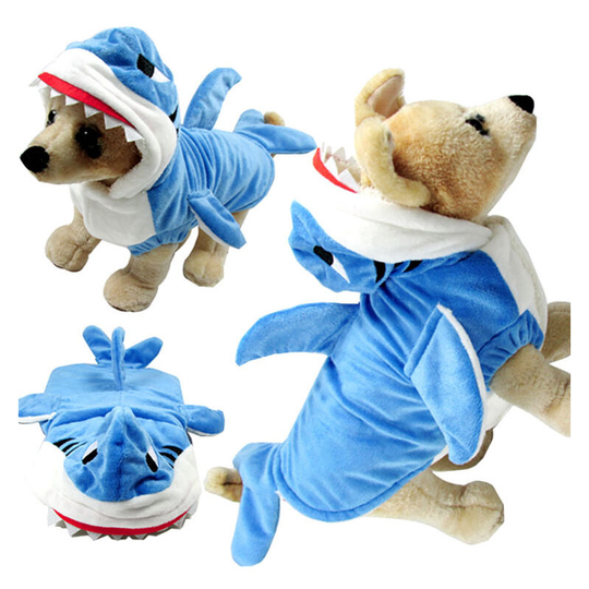 Funny Cat Dog Shark Costumes, Pet Halloween Christmas Cosplay Dress, Cute Blue Shark Pet Costume, Warm Pet Fleece Hoodie Outfits Clothes (1 Pack,