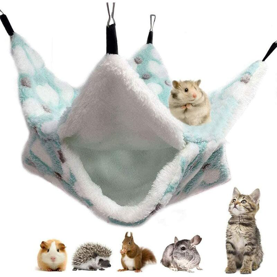 Small Pet Hammock Guinea Pig Cage Double Layer Hammock Pet Hammock Ferret Squirrel Hamster Other Small Animals Play and Sleep (Green)