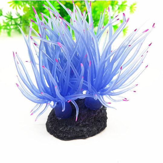 Anemone Ornament, Detailed aquarium Ornament, Creates a Glowing Effect, blue