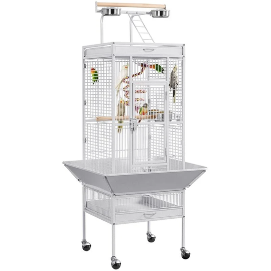 61.5' Play Top Parrot Cage Bird Cage, White - white - Yaheetech