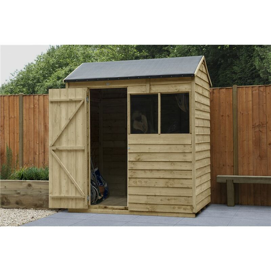 6ft x 4ft Pressure Treated Apex Reverse Overlap Shed (1.8m x 1.3m) - Modular (core)