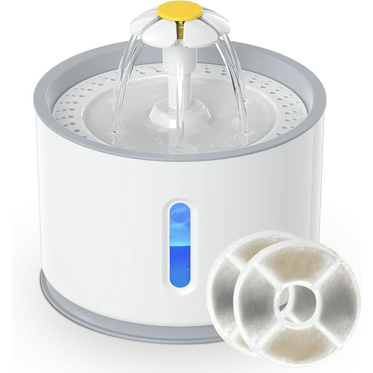 2.4L Automatic Dog Water Fountain, Quiet Water Dispenser with led Water Level Window and Activated Carbon Filter