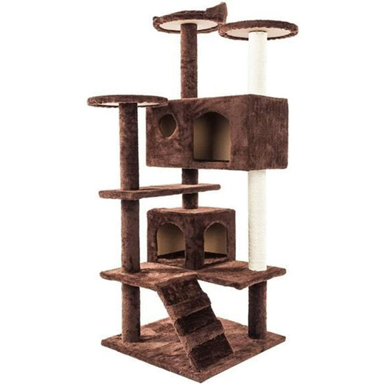 52' Solid Cute Sisal Rope Plush Climb Tree Tower Brown Four Seasons Nest Climbing Frame Pet Houseware Pet Toy Cat Apartments