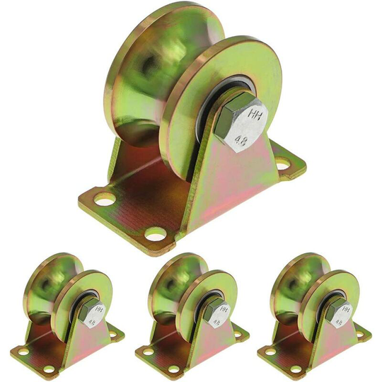 Bearsu - Pcs Sliding Gate Wheels 50mm, Steel Wheels with u Groove, u Groove Wheel for Reverse Track, Industrial Machine, Rolling Door, Load Capacity