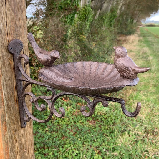 Gjallar Cast Iron Wall Mounted Decorative Bird Feeder with Hanger
