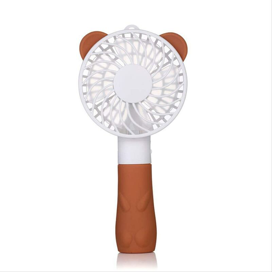 Rechargeable Mini Pocket Fan Portable USB Small Fan Creative Rabbit Handle Fan Student Air Conditioning Fan Little Cool Bear (Brown) 197