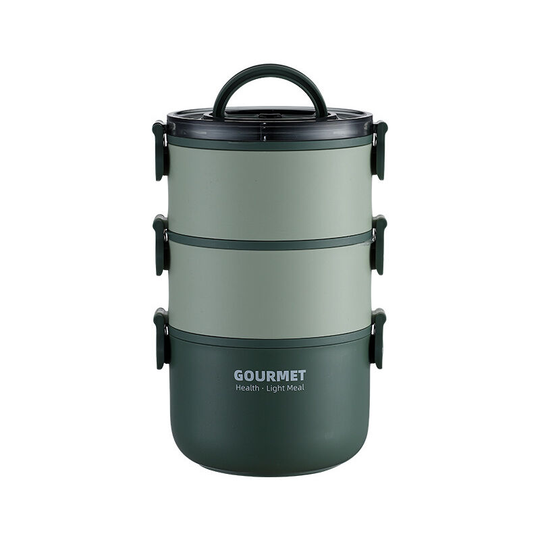 Bento box sustainable 3-high stackable - bowl for kitchen, fruit, yoghurt, muesli, lunch and overnight oats - hiking, camping, office, and much more.