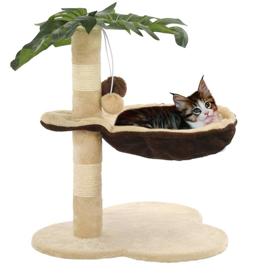 Cat Tree with Sisal Scratching Post 50 cm Beige and Brown VD07151 - Hommoo