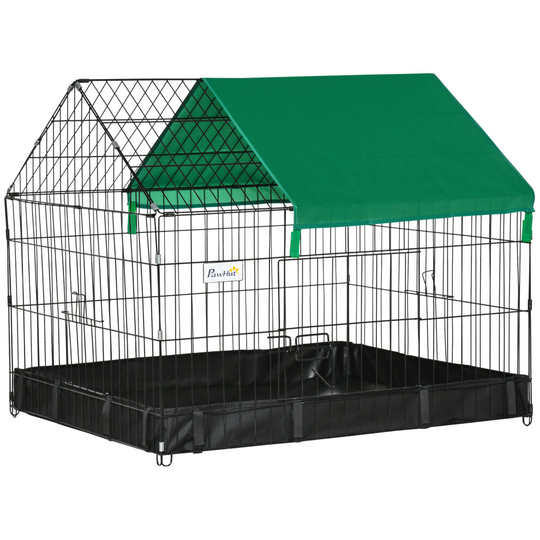 PawHut Rabbit Cage Guinea Pig Small Animal Playpen Water Proof Roof