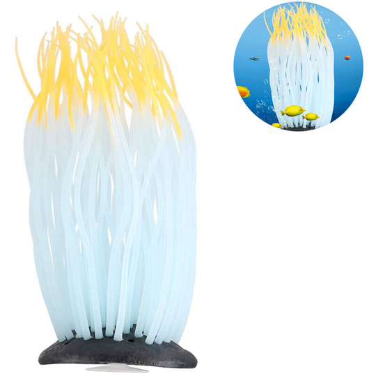 Devenirriche - Artificial Luminous Sea Anemone, Simulation Silicone Coral Plants Ornament Glowing Sea Anemone with Suction Cup for Aquarium Fish Tank