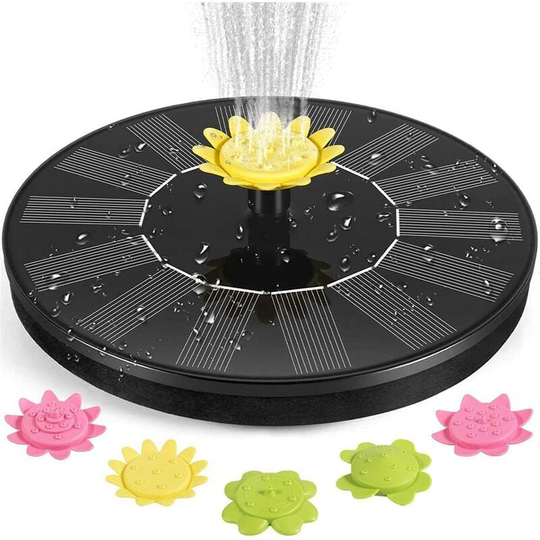 solar powered fountain pump, 2021 upgrade of 1.4W pbre floating floating fountain with 5 nozzles, outdoor watering submersible pump for pond,
