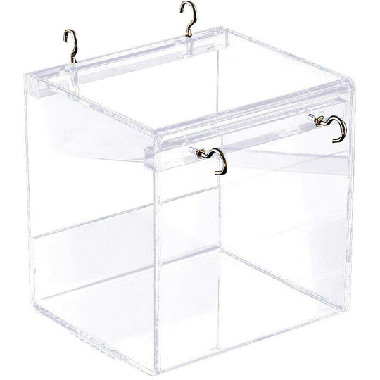 Bird Bath, Bird Cage Bath House with Metal Hanging Hook, Fits Most Parrot and Parakeet Bird Cages, Spacious Cage, Portable (l.)