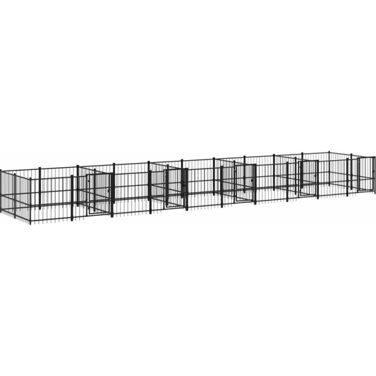Outdoor Dog Kennel Steel 18.77 m² Vidaxl Black