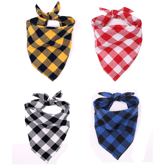 4 Pack Plaid Dog Bandanas - Style 3, Reversible Triangular Pet Scarf for Boy and Girl, Premium Quality Durable Fabric, Bandana for Small, Medium,