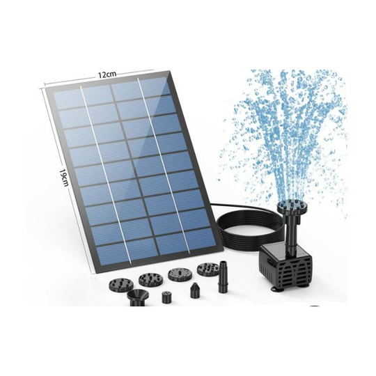 Solar Fountain Pump, 6 Nozzles Solar Bird Bath Fountain Panel Small Mini Fountain Kit 1.7W - Muff