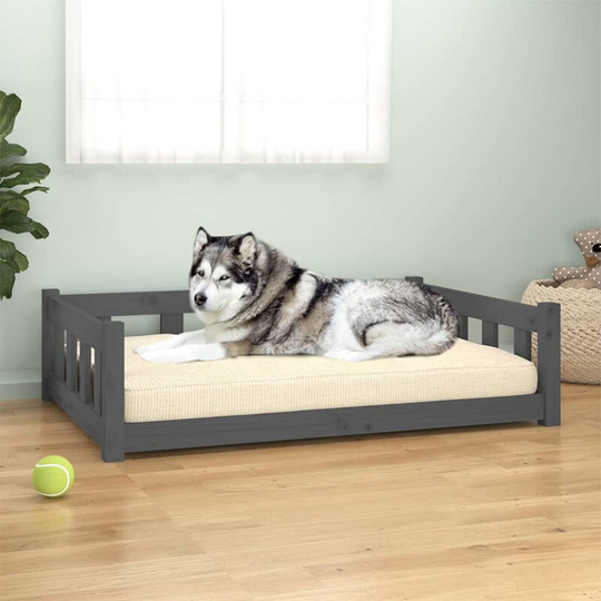 Dog Bed Grey 105.5x75.5x28 cm Solid Wood Pine