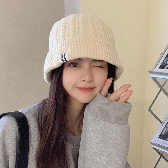 Hat Women's Winter Winter Versatile Woolen Hat Cold Hat Winter Warm Ear Protection Big Knitted Hat (Black)