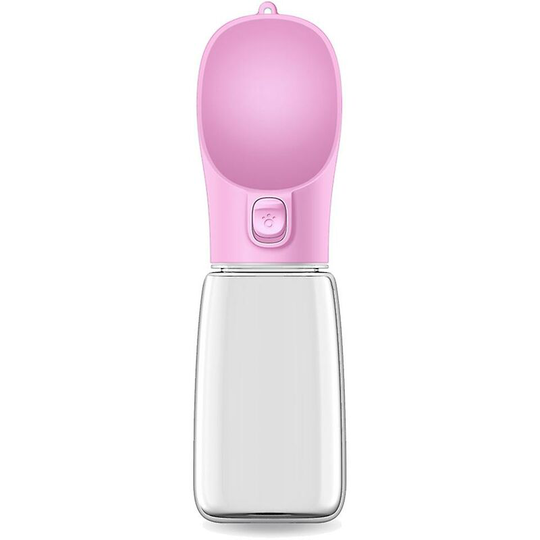 Portable Dog Bottle Water Dispenser Travel Outdoor Pet 550ml Pink