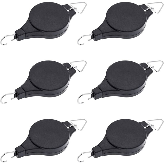 Echoo - 6 Pack Plant Pulley Retractable Hanger, Easy Reach Plant Pulley Adjustable Height Wheel for Hanging Plants Heavy Duty, Indoor Outdoor Plant