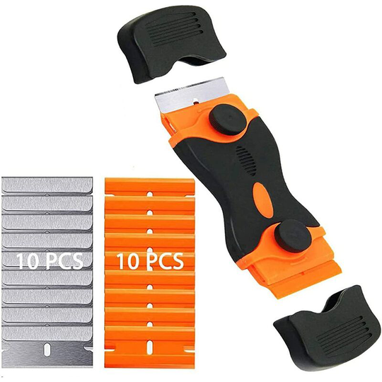 Ceramic Hob Scraper + 20 Blades, Versatile Glass Scraper Ceramic Hob Scraper for Windows/Mirror/Floor Cleaning