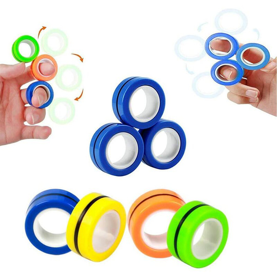 3 Pcs Finger Magnetic Ring - Anxiety and Stress Relief Toy,Finger Toy,Magnetic Ring,Durable Unzip Toys Finger Exerciser,for Anxiety,Fidget