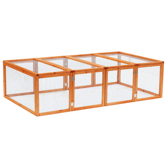 PawHut Wooden Rabbit Hutch Cage House w/ Mesh Wire Safety for Outdoor