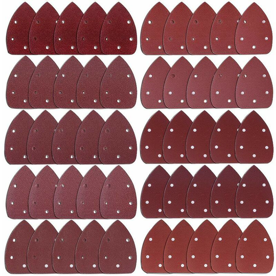 Denuotop - Sanding Sheets 50 Sanding Triangle 5 Holes Sanding Sheets Sandpaper Grit 40 60 80 100 120 180 240 320 400 800 Sandpaper for Sanding and
