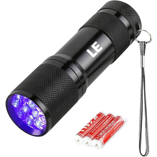 UV Torch, 9 LED 395nm Ultraviolet Flashlight, Blacklight Detector for Pet Urine, Stain, Bed Bugs and More, 3 AAA Batteries Included