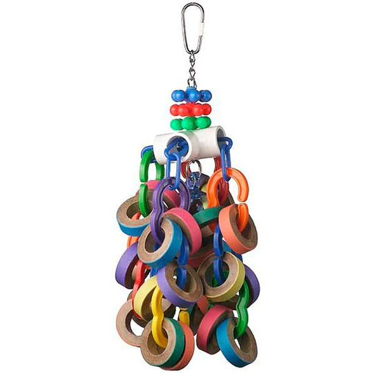 Ilovemilan - Bagel Cascade Bird Toy, Large Bird Size, Refillable Bagels, 15" x 4.5"