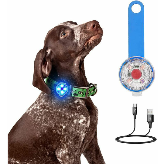 Dog Cat Collar LED Light, USB Rechargeable LED Dog Pendant Light, 3 Flashing Modes Waterproof Safety Pet Lights Glowing Pendant(Blue, A)