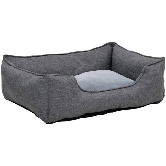 Dog Bed Grey 85.5x70x23 cm Linen Look Fleece Vidaxl Grey