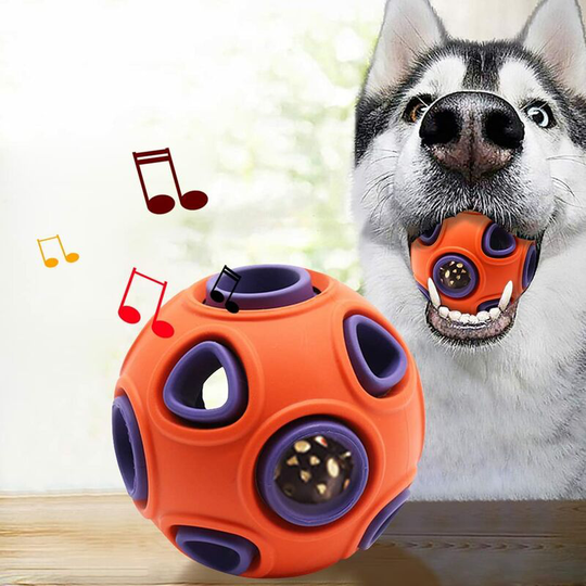 Dog Balls Dog Ball Bell Dog Toy Indestructible Squeaky Dog Toy Durable Chew Ball with Glitter Dog Bell
