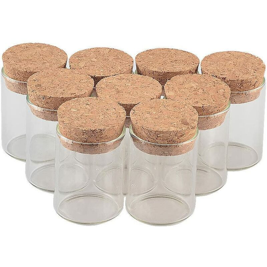 12 pieces transparent test tube bottle with cork stopper, 15ml storage capacity, 30mm test tube vial outer diameter