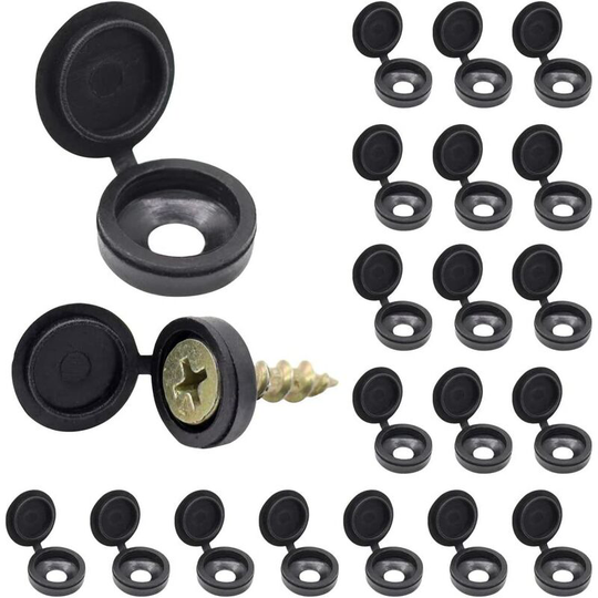 Litzee - Screw Cover, 100 White/Black Plastic Screw Caps, Protective Screw Cover for Home, Furniture, Screw Cover for Walls, Cabinets, Closet Fixing
