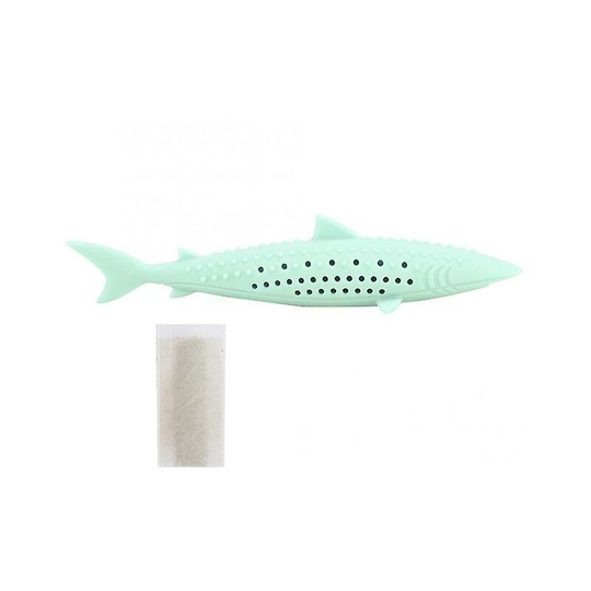 Silicone Cat Chew Toys Pet Catnip Molar Teeth Cleaning Simulation Fish Shape Training Interactive Toy For Cat Wagging Supplies - green