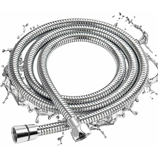Shower Hose 2M, Chrome Flexible Universal Shower Hose Expandable Stainless Steel Hose Anti-Explosion, Anti-Twist and Anti-Corrosion