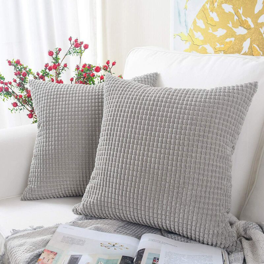 Pack of 2, Corduroy Soft Decorative Square Throw Pillow Cover Cushion Covers Pillowcase, Home Decor Decorations For Sofa Couch Bed Chair 16x16