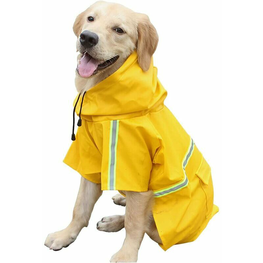 Dog Raincoat with Harness Hole Rain Jacket with Reflective Strip Pet Raincoats for Small Medium Dogs (Yellow m)
