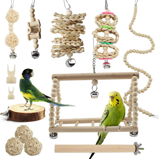 Gift - 13 Pack Bird Chew Toys - Hanging Swing Chew Toy for Budgies Cockatiels Parrots