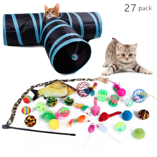 Pet K-itten Toy Set 27 Pieces of K-itten Channel Funny K-itten Stick Plush Mouse Variety of Combination Toys Gnawing Toys
