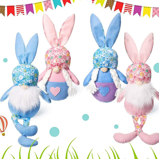 Briday - 4 Pieces Easter Bunny Gnomes Plush Rabbit Tomte Swedish Bunny Gnomes Easter Elf Dwarf Decors Scandinavian Tomte Nordic Swedish Nisse for