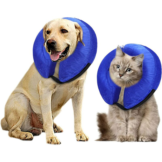 Soekavia - Inflatable Dog Cone Collar, Protective Recovery Dog Collar for After Surgery, Adjustable Elizabethan Collar Soft Pet Cone for Large Dogs