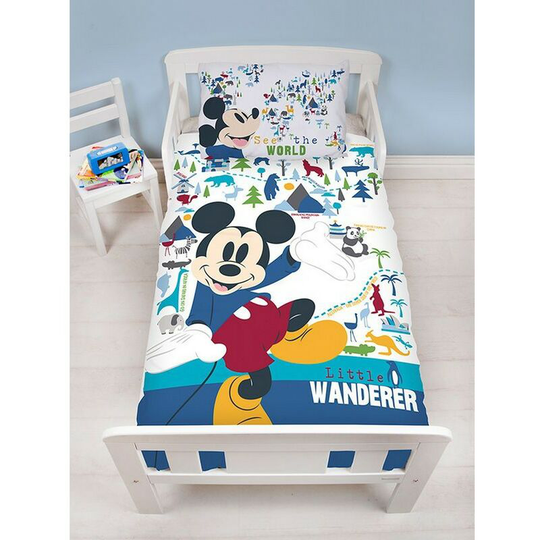 Wanderer Mickey Mouse Duvet Cover Set (Junior) (White/Blue/Green) - White/Blue/Green - Disney