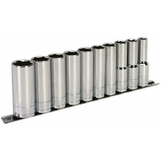 10pc premium deep Socket Set - 1/2' Square Drive 6 Point Metric High Torque Nut